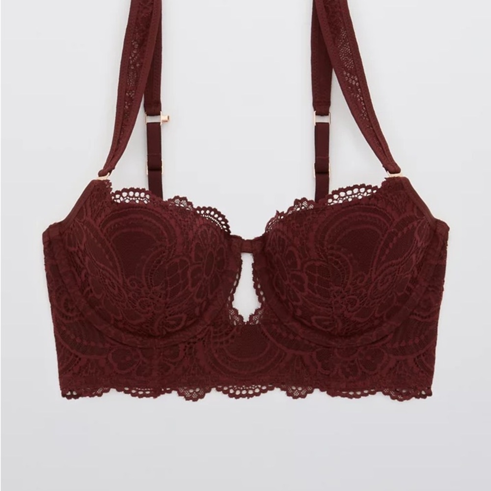 Aerie 34C Bra Lace Sexy Real Power Balconette Feminine 34 C Light Lined Romantic